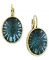 Indigo illumination. These drop earrings from 2028 flaunt an oval silhouette embellished with a faceted plastic indicolite stone. Crafted in gold tone mixed metal. Approximate drop: 1 inch. Approximate width: 3/4 inch.