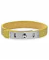 Simply chic. Fossil's bracelet is crafted from yellow leather with a turnlock closure in silver-tone mixed metal adding a stylish touch. Adjusts to fit wrist. Approximate length: 7-7-3/4 inches.