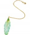 Inspired by artist Georgia OKeeffe, this feather-shaped Lucite necklace from modern jewelry master Alexis Bittar add inspired elegance to any look - Multicolored Lucite feather pendant with gold-tone and stone detail on an adjustable chain - Pair with a boho-inspired blouse, flared jeans, and platform heels