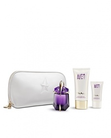 The prodigy universe of ALIEN creates a perfect synergy between fragrance and fashion: a refillable ALIEN stone showcased along with an illuminating selection of products from the Bath & Body Collection to enhance the powerful notes. In addition, the Mysterious Goddess will be delighted with a sleek white textured pouch with purple lining inspired by the Thierry Mugler Universe. This set includes a 30 ml / 1 fl. oz. Eau De Parfum Refillable Spray, a 100 ml / 3.4 oz. net wt. Radiant Body Lotion, a 30 ml / 1 fl. oz. Radiant Shower Gel, and a Thierry Mugler Signature Pouch.