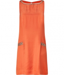 Vibrant and sophisticated, this bold frock injects pared-down glamour into your going out look  - Embellished bateau neck, sleeveless, relaxed silhouette, front welt pockets with embellishment, back keyhole opening - Pair with platform pumps and an embellished clutch