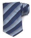 Thick tonal stripes augment your handsome professional look with this soft tie cut in a classic width for timeless appeal.