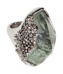 With an under the sea aesthetic, this ultra-luxe faux aquamarine ring from modern jewelry master Alexis Bittar will elevate any ensemble - Silver-tone ring with glass gem and crystal embellishment - Pair with a figure-hugging cocktail frock and heels or a boho-chic off-duty ensemble