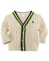 The ultimate in preppy style, a cricket-inspired sweater in hearty cabled cotton exudes a timeless, handsome polish.