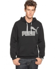 Throw on a layer of comfy athletic style and greet the weekend in this ultra-soft French terry hooded sweatshirt from Puma.