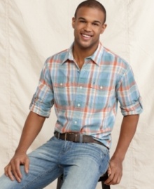 Around the house or the office, this plaid shirt from Tommy Hilfiger fits your style to a tee.