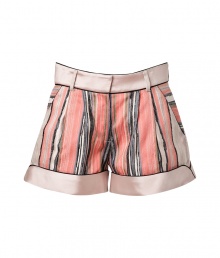 Get the look of the moment in NY designer Jonathan Simkhais candy-colored striped shorts, a chic and flirty choice for starting off the new season in style - Powder and black trim, side slit pockets, hidden hook closure, zip fly, belt loops, stitched cuffs - Loosely fitted - Wear with a feminine silk shirt and flats