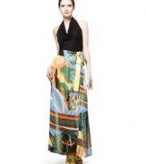 A graphic owl print adds a boldly irreverent appeal to this Neon maxi skirt -- perfect for standout style!