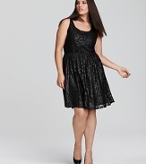 Luxe lace embellishes this pretty Love Ady dress, creating a ladylike update to the always-essential LBD.