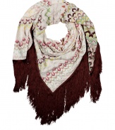 Add memorable new-season style with this statement-making fringed scarf from Missoni - All-over zigzag print, easy-to-style length, fringe trim - Wear with an elevated jeans-and-tee ensemble, a leather jacket, and heels