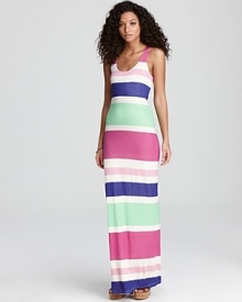 Add instant chic to your warm-weather lineup with this Splendid maxi dress, boasting color-drenched stripes.