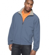 Greet the in-between weather in the comfort and style of this lightweight jacket from Perry Ellis.