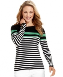 Stripes look fresh year-round on Charter Club's cotton-blend sweater.