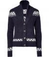 Anything but drab, this quirky-cool cardigan from True Religion features a knit Buddha print - Shawl collar, long sleeves, button-down front, wooden buttons, ribbed trim, logo patch on sleeve - Slim fit - For a sporty look, wear with jeans and weather boots