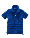 Crisp, polished thin stripes accent a classic cotton mesh polo shirt for a modern, preppy style.