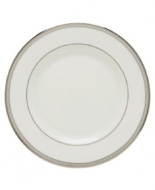 Metropolitan sensibility and modern design combine in this understated white bone china from Lenox's collection of dinnerware and dishes. Platinum gild along the edge is enhanced by a clean, platinum geometric pattern reminiscent of architectural details. Accent plates feature the geometric pattern along the interior verge, with a thin platinum band along the outer rim. Qualifies for Rebate