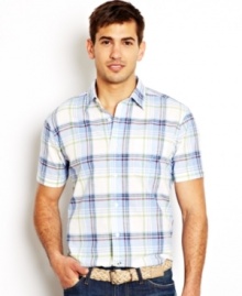 Get a check up. This plaid shirt from Nautica is a classic summer pattern for your warm-weather wardrobe.