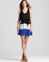 Aqua Dress - Color Block Tie Waist