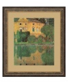 See Lake Attersee from the eyes of artist Gustav Klimt. Rich with green and gold tones, this vibrant art print adds warmth to any room. An antiqued bronze frame, made of solid wood, completes the piece with rustic elegance.