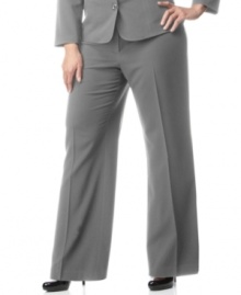 Plus size fashion that values classic tailoring. The chic stretch fabric of these suiting pants from AGB's collection of plus size clothes make them an essential to your office wardrobe.