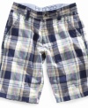 Tommy Hilfiger's plaid shorts call for classic polos or bold graphic tees for a fresh take on summertime preppy.