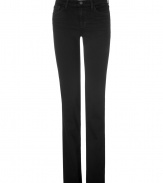 Sexy, straight-leg jeans in dark-grey stretch cotton - Cut is narrow and slender with low-rise waist, belt loops and classic five-pocket design - Figure flattering and leg-lengthening - Versatile jeans look great dressed up for work or down for leisure