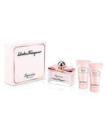 Set includes 3.4 oz. Eau de Parfum, 1.7 oz. Body Lotion Tube and 1.7 oz. Shower Gel Tube.