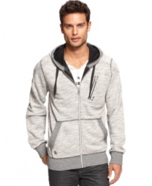 Layer-up with style this season with this marled hoodie from Marc Ecko Cut & Sew.