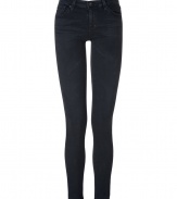 Super slim and super flattering, Adriano Goldschmieds softly faded black stretch jean leggings are essential for edgy everyday looks - Classic five-pocket style, button closure, belt loops - Extra form-fitting - Team with oversized tops and statement studded accessories