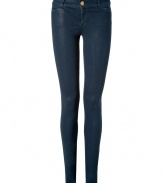 Inject trend-right edge into your casual basics with these super flattering coated jean leggings from cult-favorite denim brand Current/Elliott - Four pocket style, zip fly, button closure, belt loops - Extra form-fitting - Pair with feminine print tops and flats, or for a more casual look with easy knits and slipper-style loafers