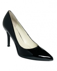 A simple silhouette yields a sleek, sophisticated look for Nine West's Flax pumps. With a pointed-toe profile and 3-1/2 covered heel, they'll take you from day into evening effortlessly and elegantly.