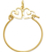 Keep all your favorite charms in place. This pretty polished charm holder features a cut-out double heart design in 14k gold. Chain not included. Approximate length: 1-3/5 inches. Approximate width: 1 inch.