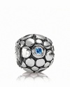 PANDORA's sterling silver pebbled bubble charm gets a blast of cool blue cubic zirconia sparkle.