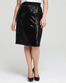 Glam up your every day in this shimmering Karen Kane pencil skirt. Pair with a breezy blouse for the office or a sumptuous tee for downtown date night.