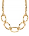 Well-connected. This necklace from Robert Lee Morris is crafted from gold-tone mixed metal and features oval links in varying size for an eclectic look. Approximate length: 16 inches + 3-inch extender. Approximate drop: 1 inch.