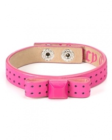 Perforated leather is punk, but a resin studded bow is downright pretty. Juxtapose the two with this bracelet from Juicy Couture.