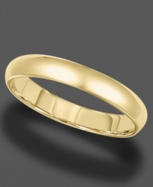 With a rounded edge and slender band, this gleaming 14k gold ring is perfect for every day. Size 8.5-13.