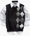 Keep him warm and step his style up with this classic argyle sweater vest from Sean John.