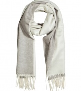 Wrap yourself up in ultra-luxe style with this muted-hue scarf from Jil Sander - Easy-to-style length, fringed edges  - Style with an elevated jeans-and-tee ensemble or a printed mini-dress and ribbed tights