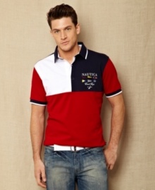 Captain your casual style with this nautical-inspired polo from Nautica.