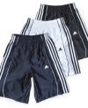 Three stripes equals a home run with these shiny, sporty shorts from adidas!