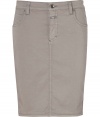 With its cool neutral hue and casual styling, Closeds cotton stretch pencil skirt is both flattering and easy-to-wear - Four pocket style, zip fly, button closure, belt loops, kick pleat - Form-fitting - Wear with a chunky knit pullover, flats and a leather carryall tote