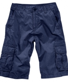 With plenty of storage these cargo shorts from guess are both practical and fashionable.