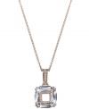 Glittering and glamorous. CRISLU's pendant necklace showcases a stunning large-scale clear cubic zirconia surrounded by dazzling cubic zirconia accents (14-1/2 ct. t.w.). Made in 18k rose gold over sterling silver. Approximate length: 16 inches + 2-inch extender. Approximate drop: 5/8 inch.