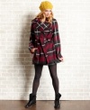 Stay cozy in the nippiest temps! This trench coat from Jou Jou features a waist-cinching belt and a classic plaid print.