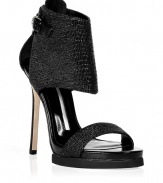 The certifiable must-have shoes of the season, these fashion-forward Camilla Skovgaard sandals are undeniably sexy - Front strap, small front platform, harness detail at ankle with buckle closure, ultra-high stiletto heel - Pair with printed jeans and a blazer or an eye-catching cocktail frock