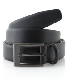 Let your outfit do the talking. The muted leather of this Geoffrey Beene dress belt will add polish without taking focus.