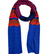 Inject an iconic edge into your outfit with Missoni Ms characteristic zigzag knit scarf - Rolled edges - Wear with a knit top, slim-fit separates and just as bright accessories