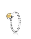 This birthstone ring features a beaded silver band with a polished gold citrine solitaire. Perfect worn on its own or stacked with other PANDORA pieces.