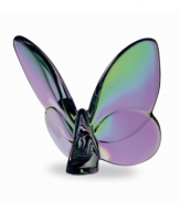 Lucky for you, this enchanting butterfly figurine from Baccarat features glistening crystal wings colored in iridescent purple, blue and green.